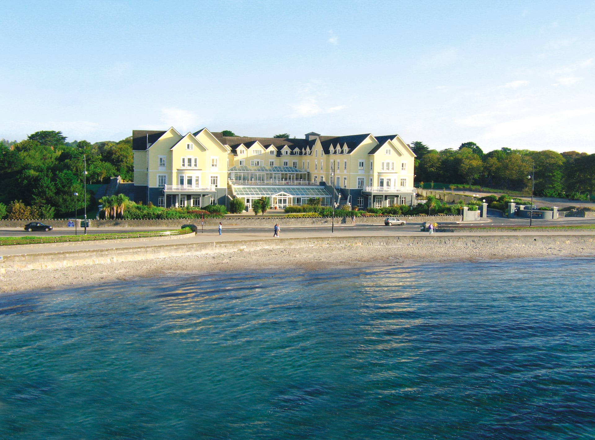 Exterior of Galway Bay hotel with water front